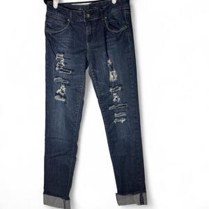Itz Me USA Distressed Cuffed Jeans Size 9 Junior Stretch Denim Casual Classic